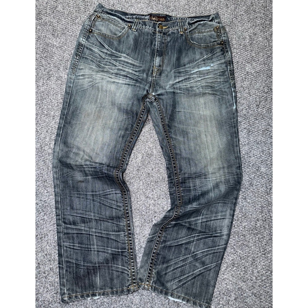 Vibes Premium Men's Distressed Jeans 40x32 Flap Back Pockets Y2K